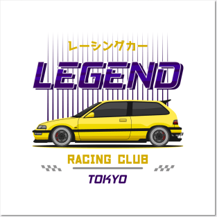 Midnight Racer Yellow Kanjo EF JDM Posters and Art